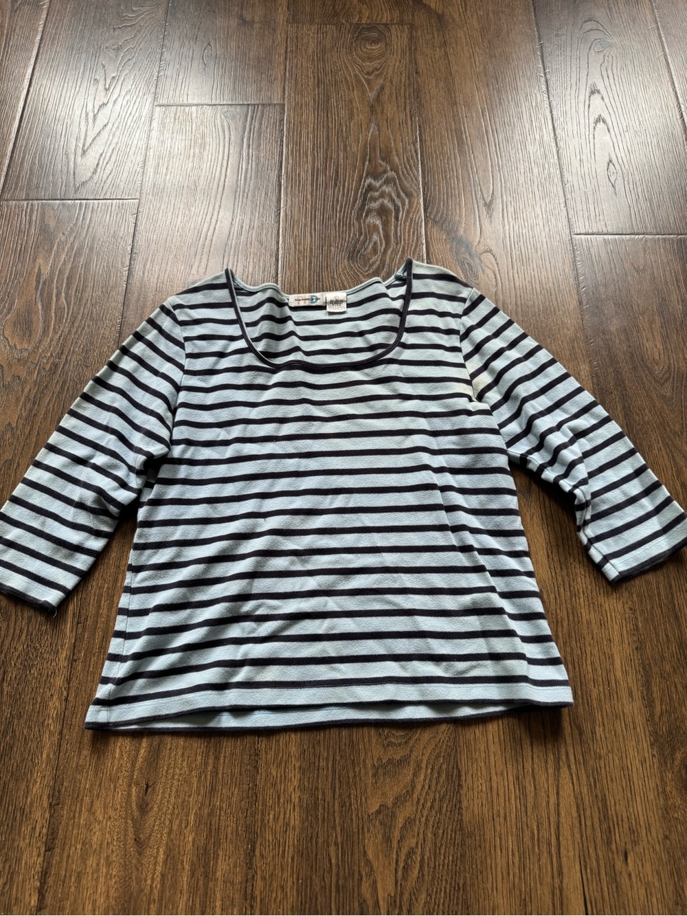 Striped Scoop Neck Women’s Top - Blue & Black - Picture 1 of 3